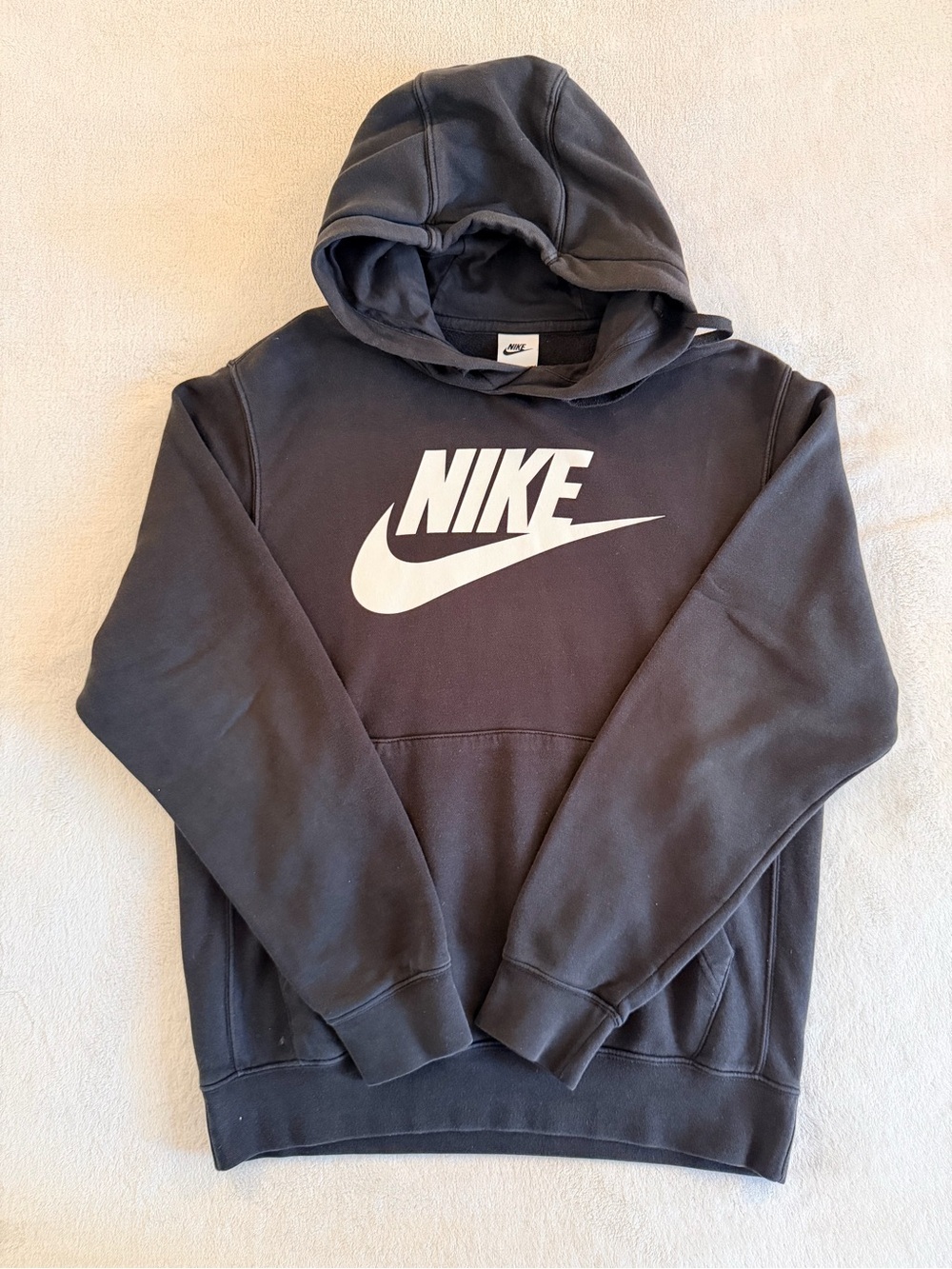 Nike Black Hoodie with Large White Swoosh